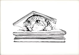 LAURA AGUSTÍ làmina A5 CAT UNDER THE BOOK